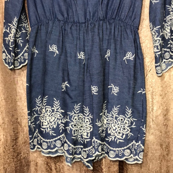 NEW Chambray Embroidered Romper - Picture 4 of 4